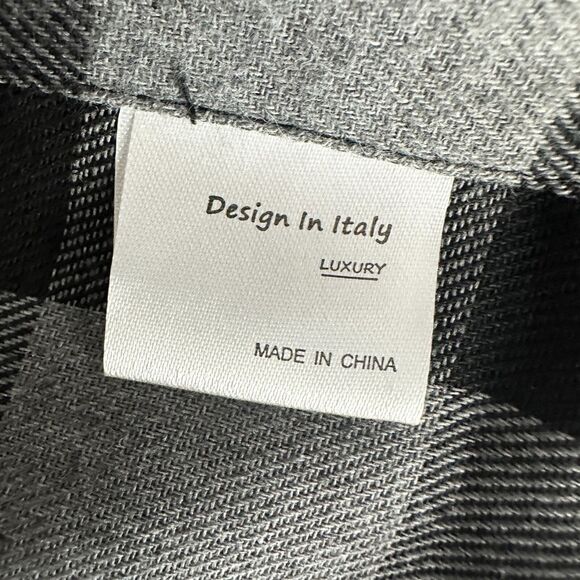 Design In Italy Shirt Men M Black Gray Button Up Check Flannel Sleeveless NWOT - Picture 3 of 7